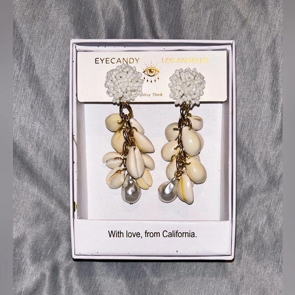 Eye Candy Los Angeles Luxe Collection Alloy Shell Dangly Earings. LUXURY. NWTS! - Picture 1 of 7